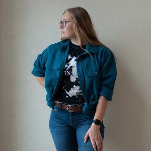 Vintage Aqua Flannel/Button-Down